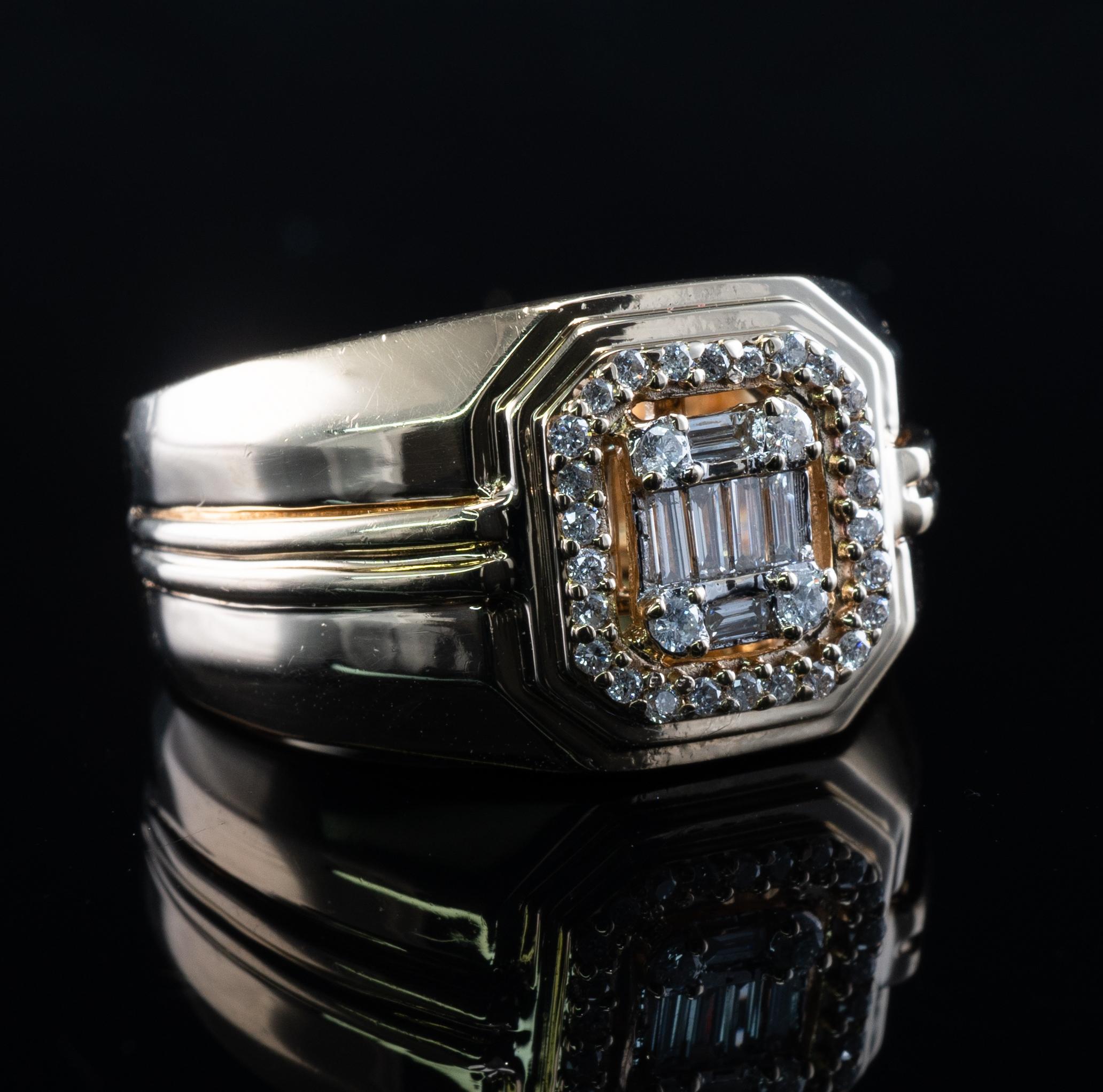 Herren Diamant-Ringband 14K Gold 0,50ct TDW Rosa (Baguetteschliff) im Angebot