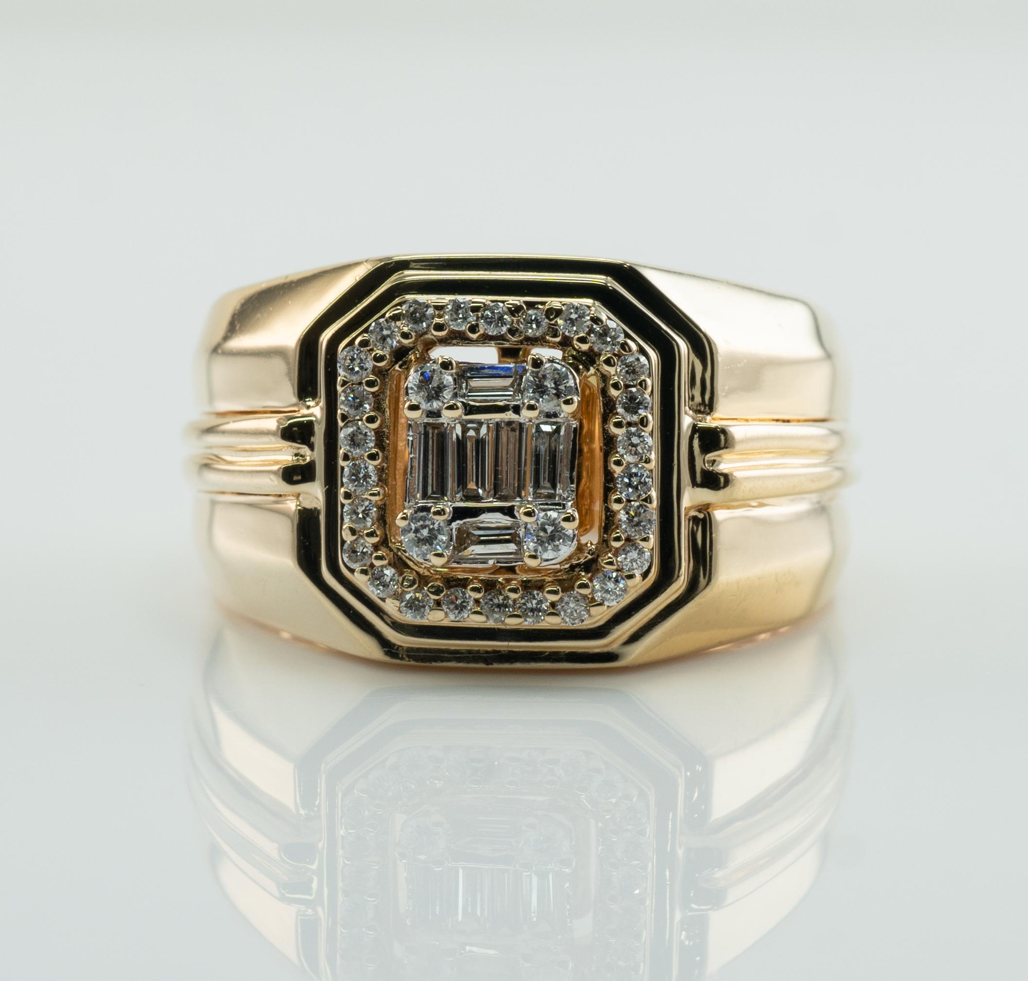 Herren Diamant-Ringband 14K Gold 0,50ct TDW Rosa im Angebot 3