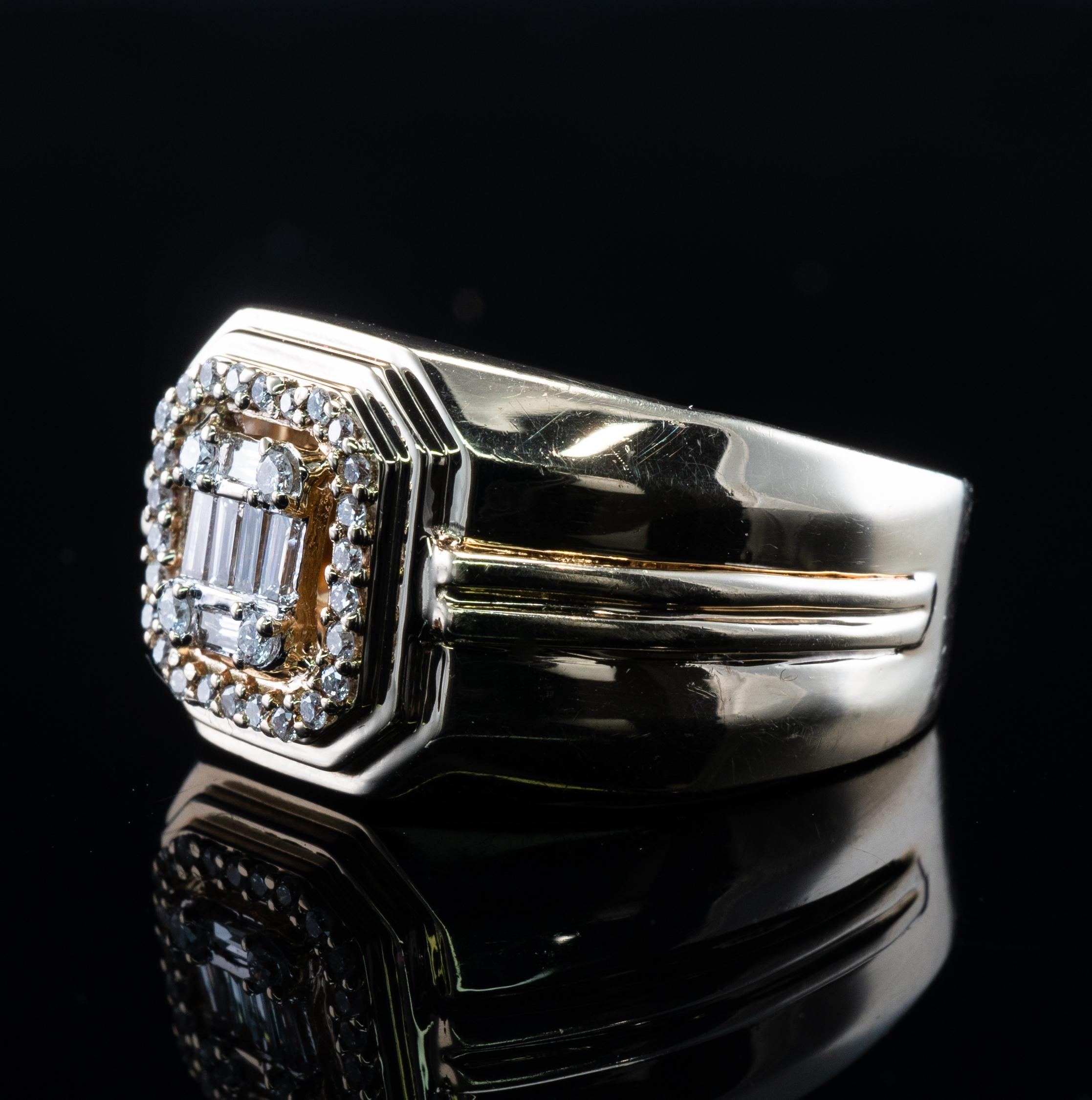 Herren Diamant-Ringband 14K Gold 0,50ct TDW Rosa im Angebot 4