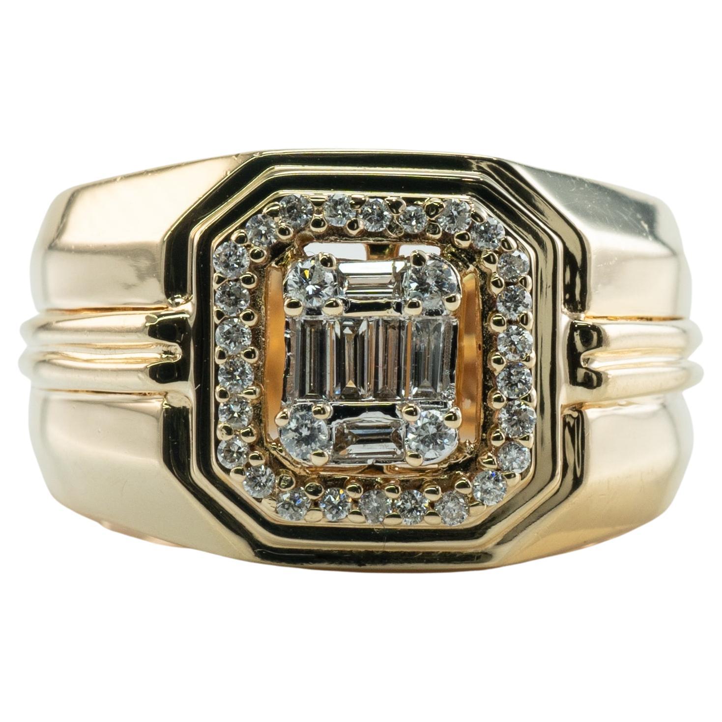 Herren Diamant-Ringband 14K Gold 0,50ct TDW Rosa