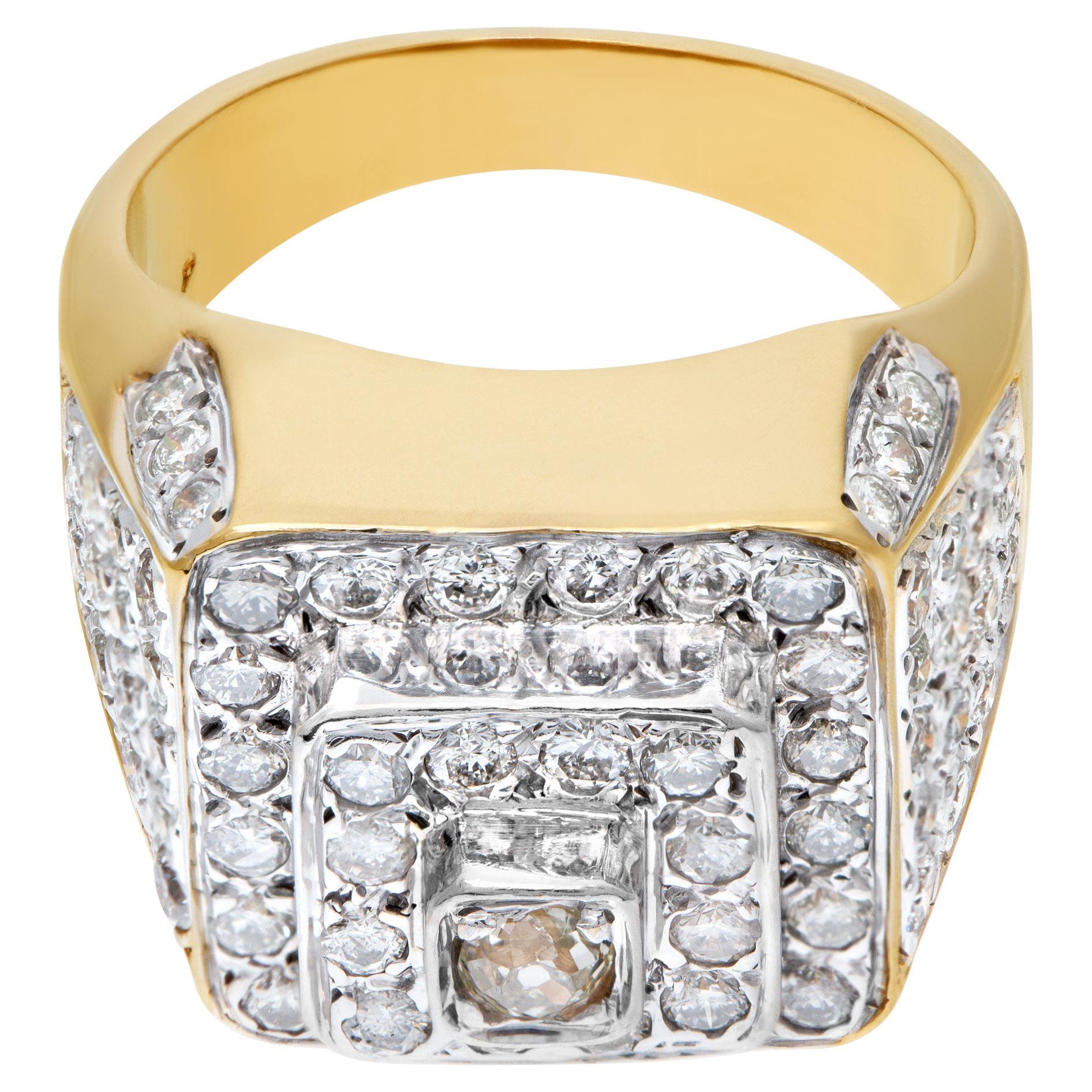 Mens Diamond Ring in 14k White and Yellow Gold W/ Approx. 0.30 Cts in