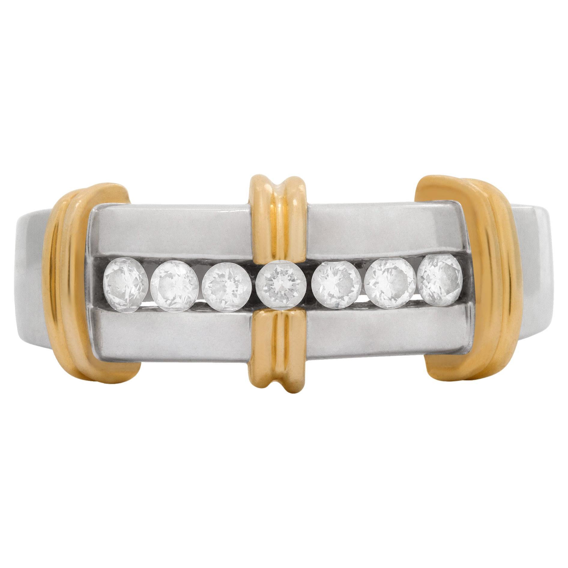 Mens Diamond Ring in 14k White and Yellow Gold W/ Approx. 0.30 Cts in Diamonds For Sale