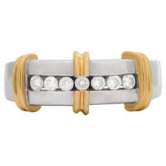 Mens Diamond Ring in 14k White and Yellow Gold W/ Approx. 0.30 Cts in Diamonds