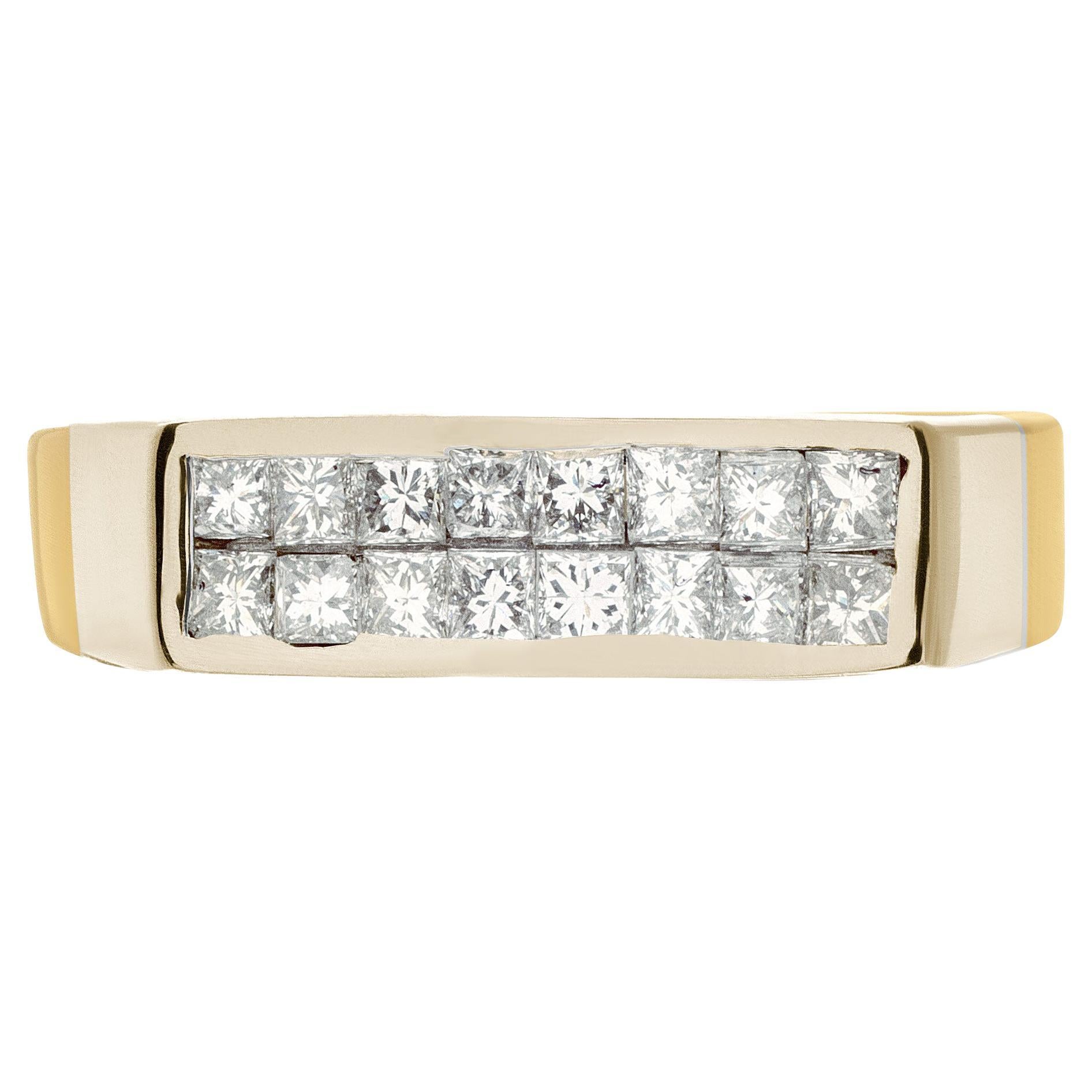 Mens Diamond Ring in 14k Yellow Gold with .64 Cts in Diamond Accents For Sale