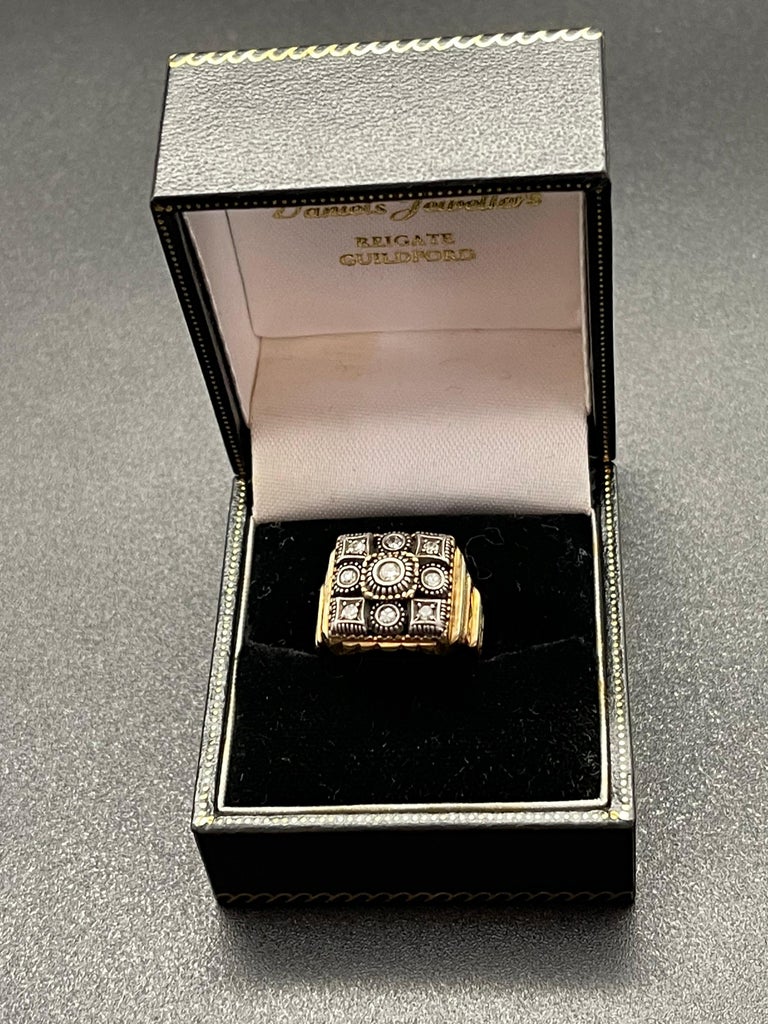 Victorian Rose Cut Diamonds Gold and Silver Mens Ring For Sale at 1stDibs