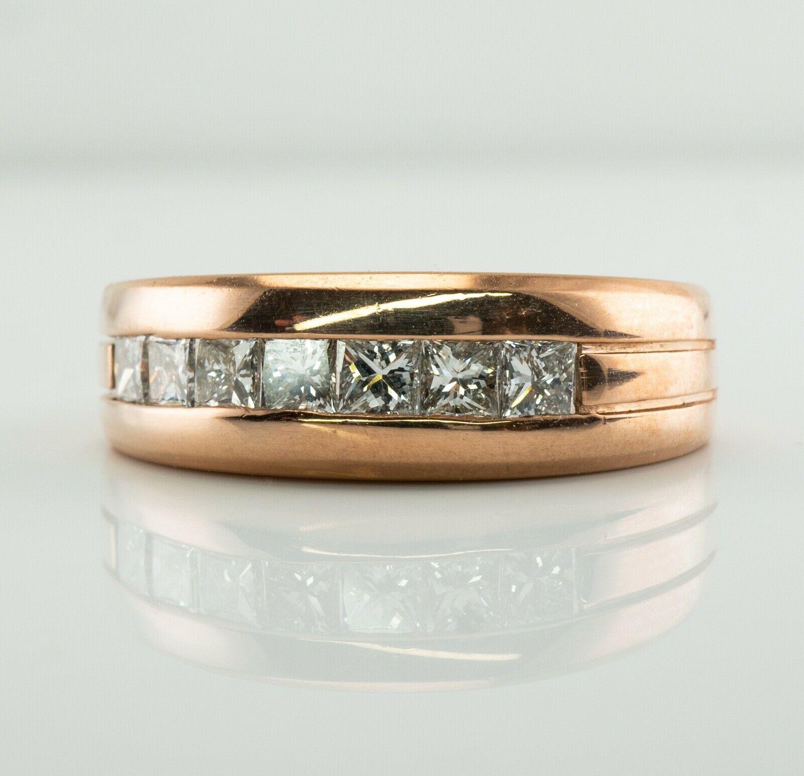Mens Diamond Ring Princess cut 18K Rose Gold Band Wedding For Sale 4