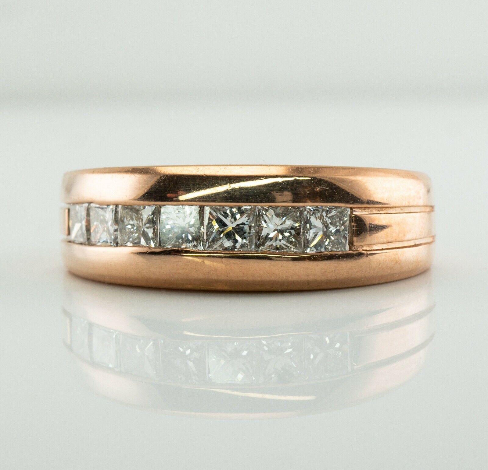 Mens Diamond Ring Princess cut 18K Rose Gold Band Wedding For Sale 4