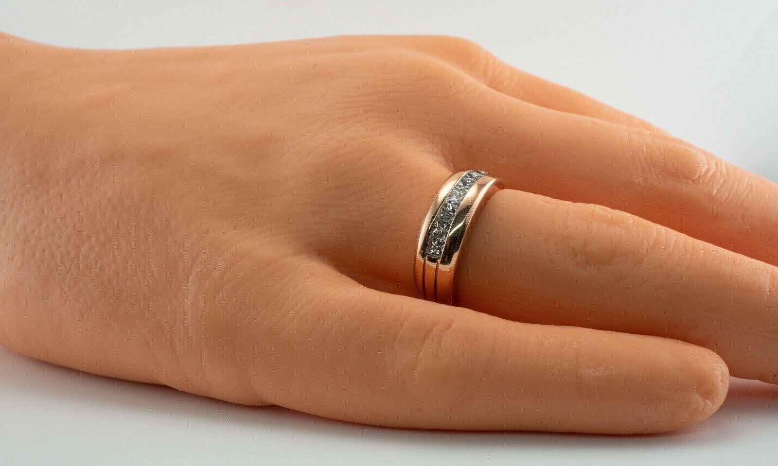 Mens Diamond Ring Princess cut 18K Rose Gold Band Wedding For Sale 5