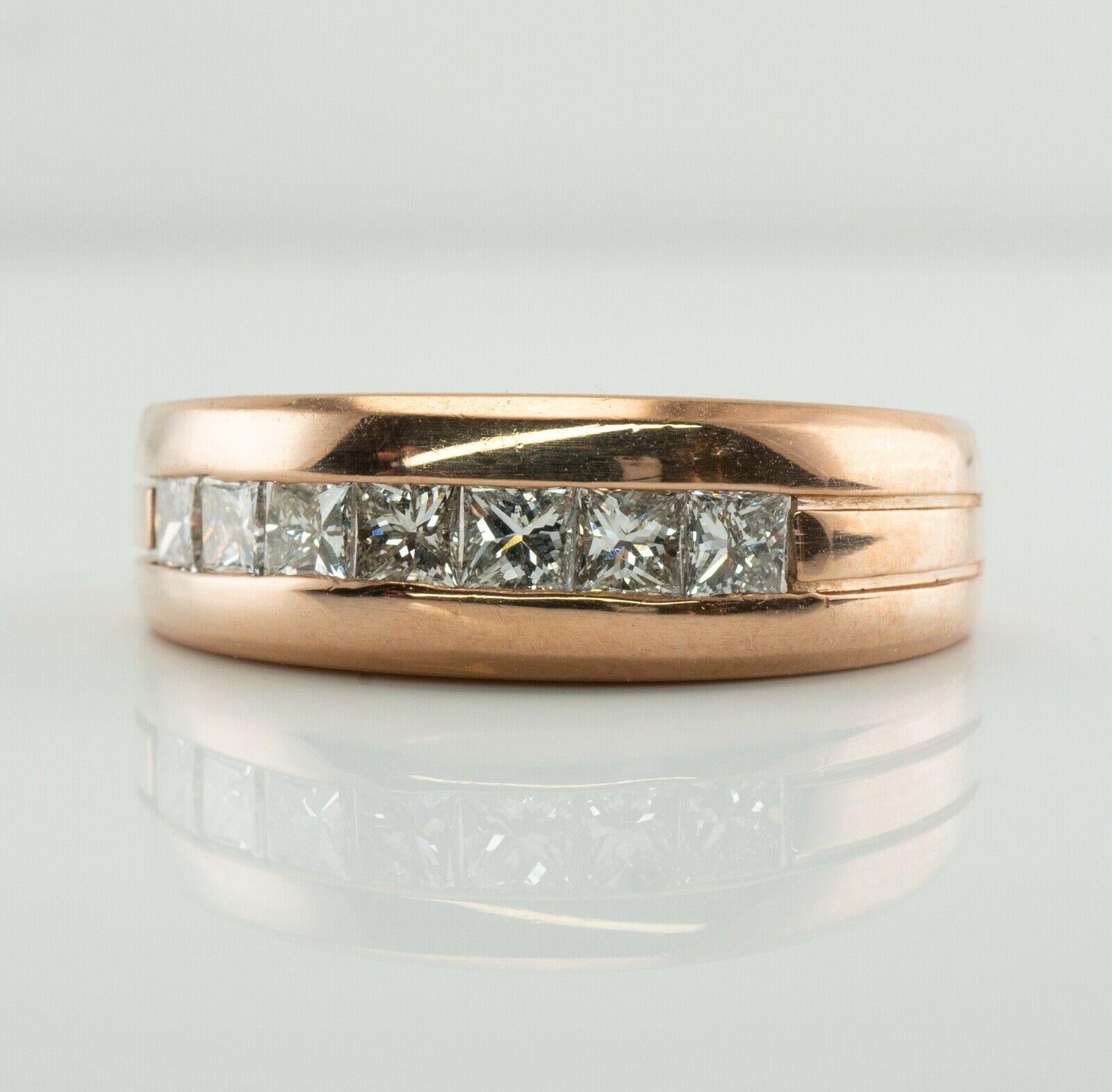 Herren-Diamantring im Prinzessinnenschliff 18K Roségold Band Ehering (Carréschliff) im Angebot