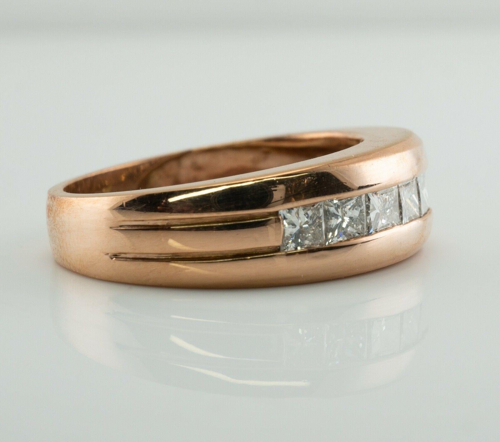 Women's Mens Diamond Ring Princess cut 18K Rose Gold Band Wedding For Sale