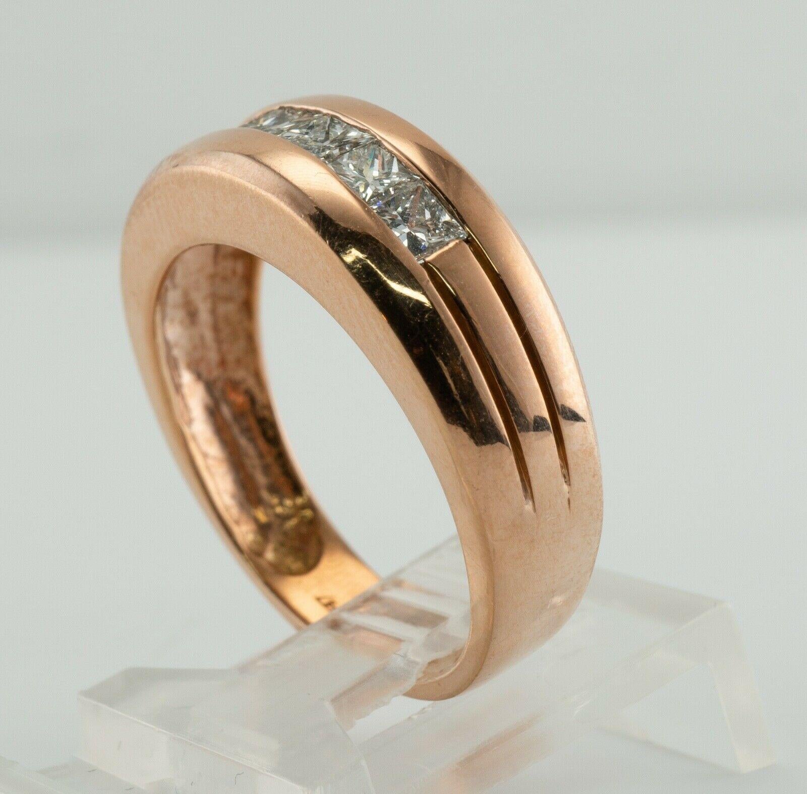 Mens Diamond Ring Princess cut 18K Rose Gold Band Wedding For Sale 2