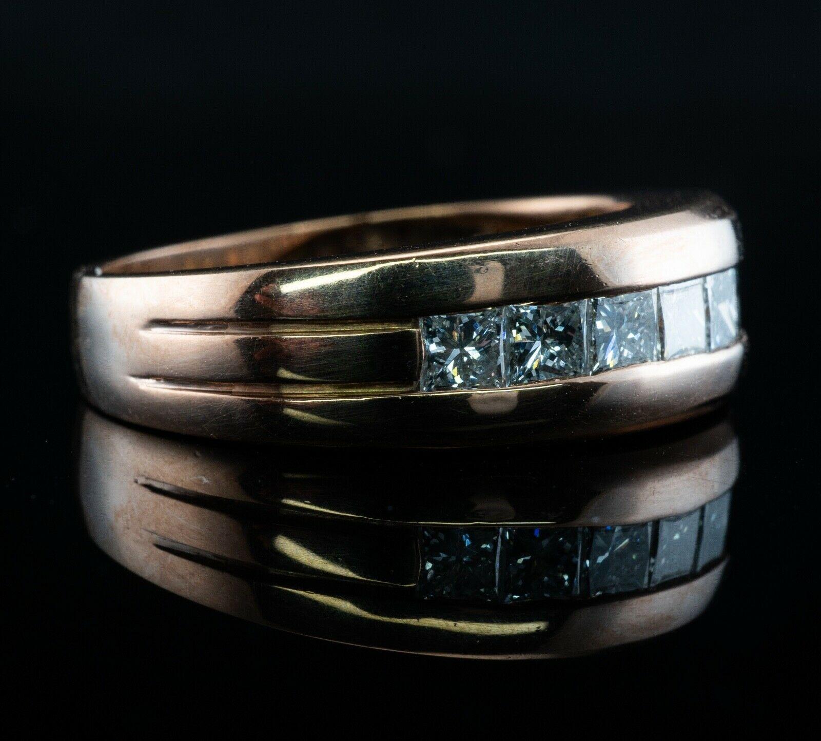 Mens Diamond Ring Princess cut 18K Rose Gold Band Wedding For Sale 3