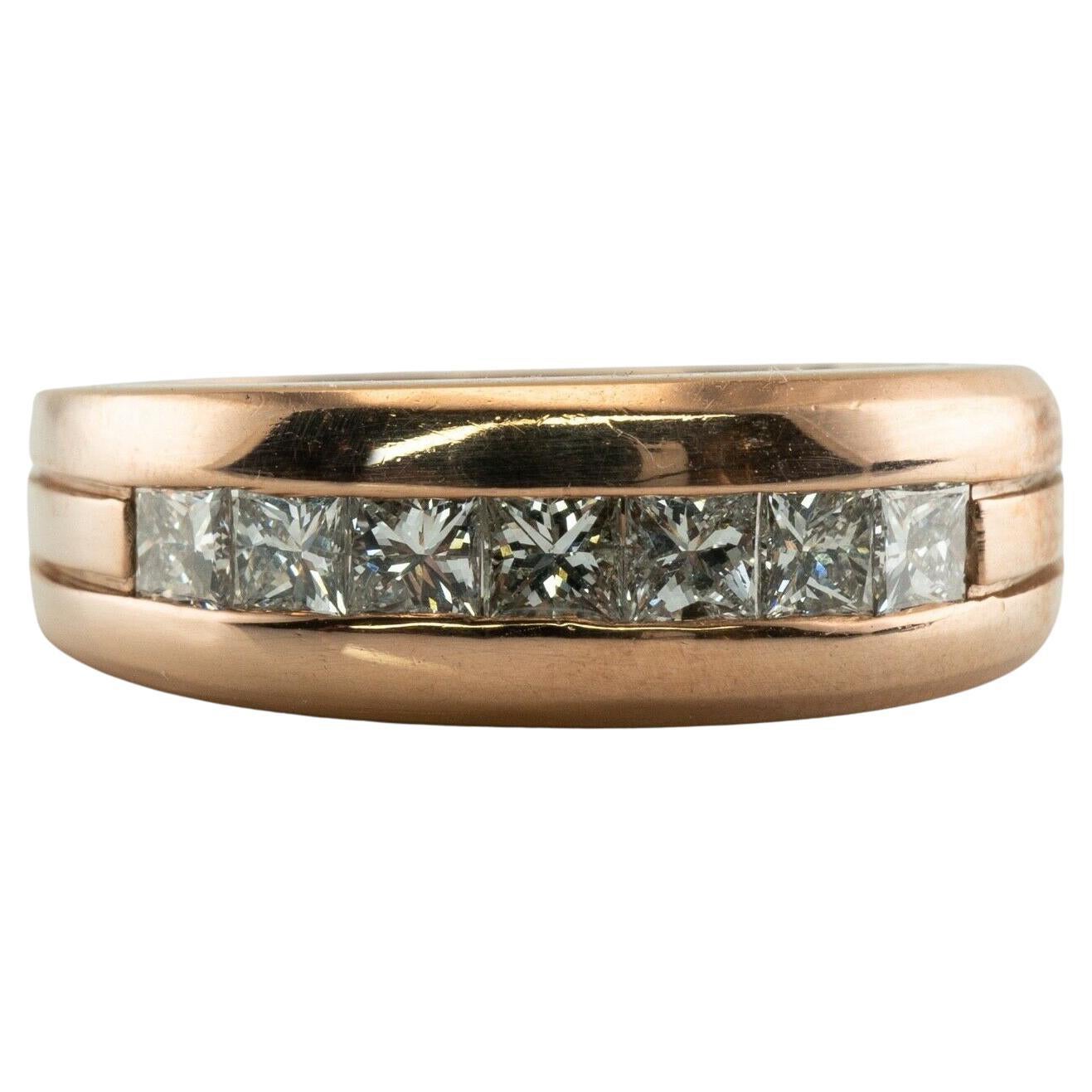 Herren-Diamantring im Prinzessinnenschliff 18K Roségold Band Ehering im Angebot