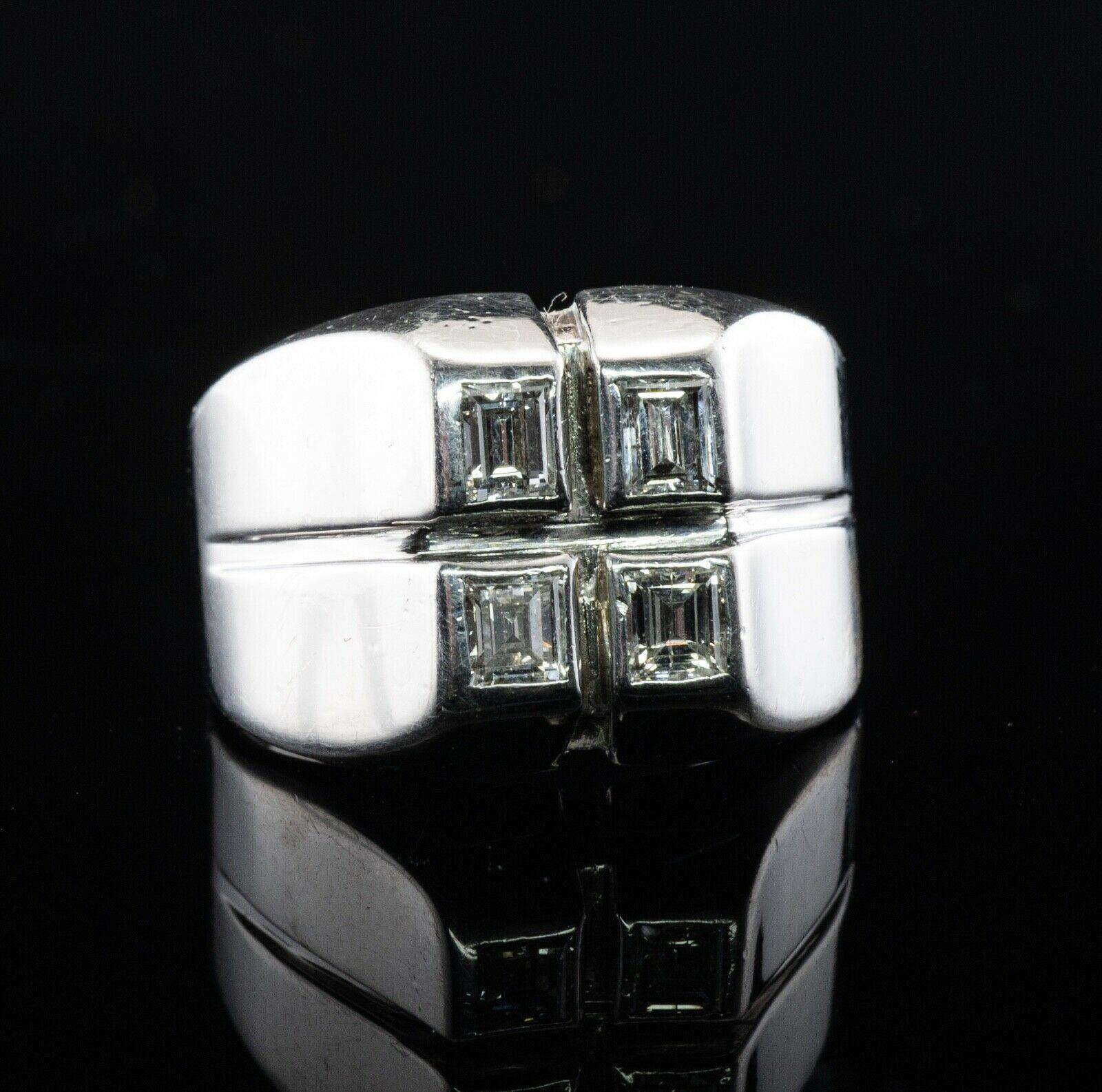 Mens Diamond Ring Square Cut 14K White Gold Band .80 TDW For Sale 4