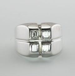Mens Diamond Ring Square Cut 14K White Gold Band .80 TDW