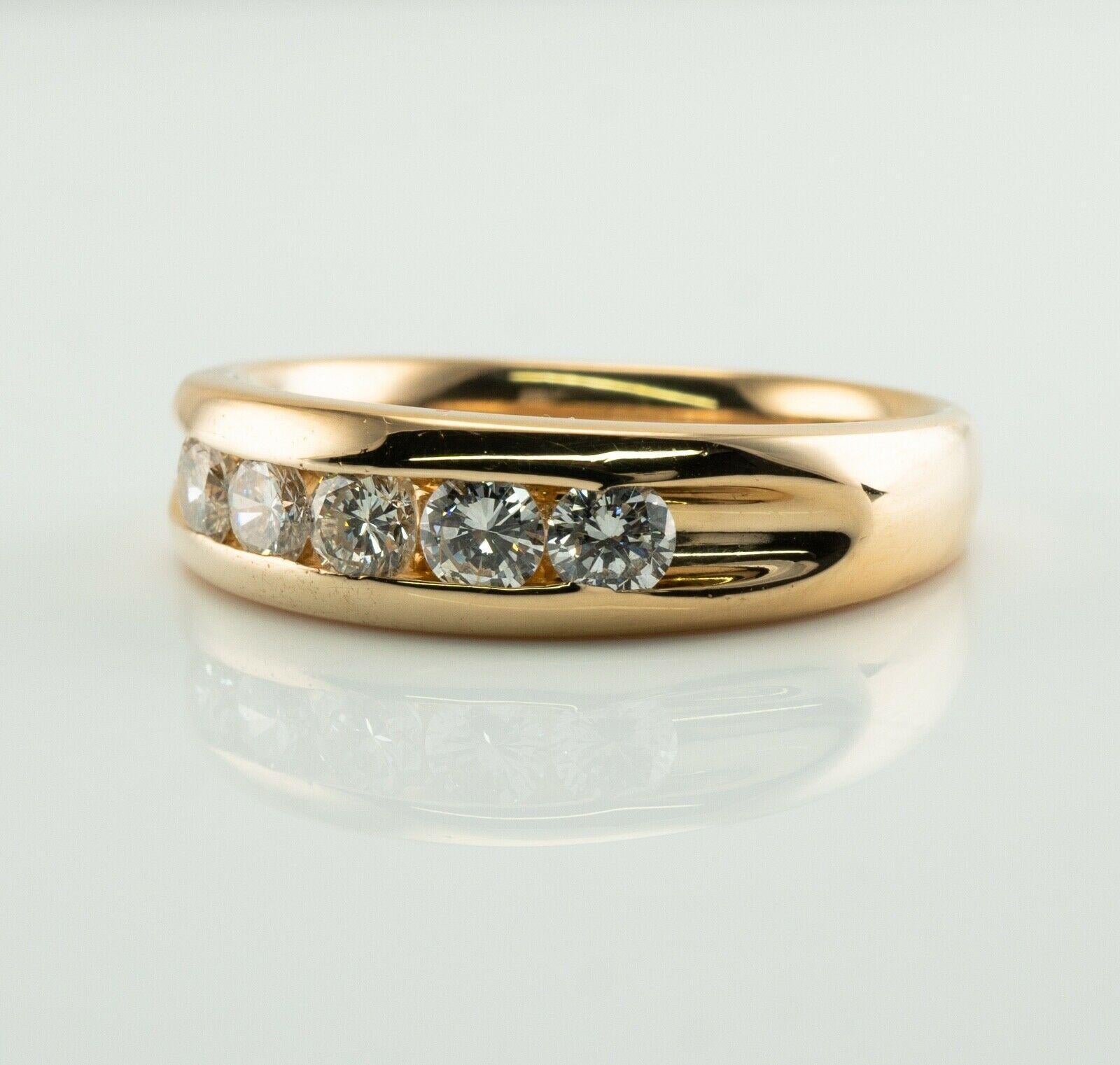 Taille ronde Alliance vintage en or 14 carats avec diamants pour hommes en vente
