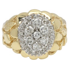 Herren Diamantring Vintage Cluster Nugget Design Diamanten 14 Karat Gold