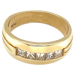 Alliance en or jaune 14 carats avec diamants 1 carat I-J/VS pour hommes
