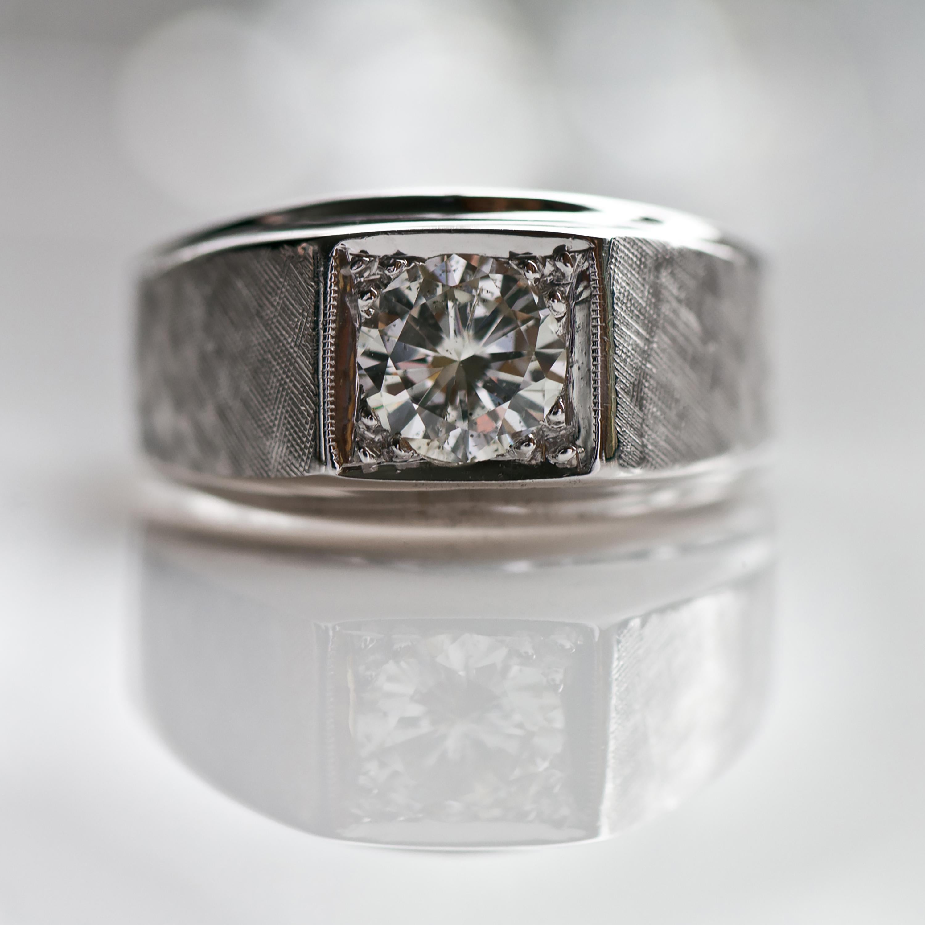 Men's Diamond Ring 1 Carat circa 1950s Sleek and Sophisticated 1
