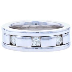 Men's Diamond Wedding Band, 14k White Gold Ring Comfort Fit Round Cut .50 Carat