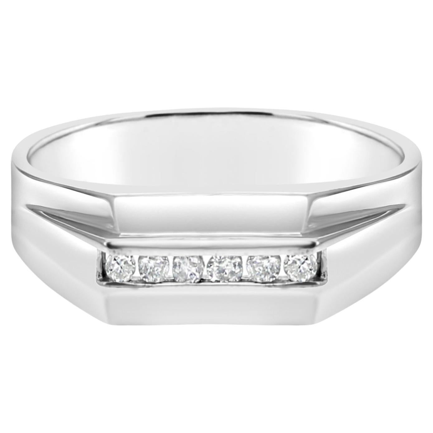 Mens Diamond Wedding Band .23cttw 14k White Gold