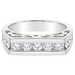 Mens Diamond Wedding Band .80cttw 14k White Gold