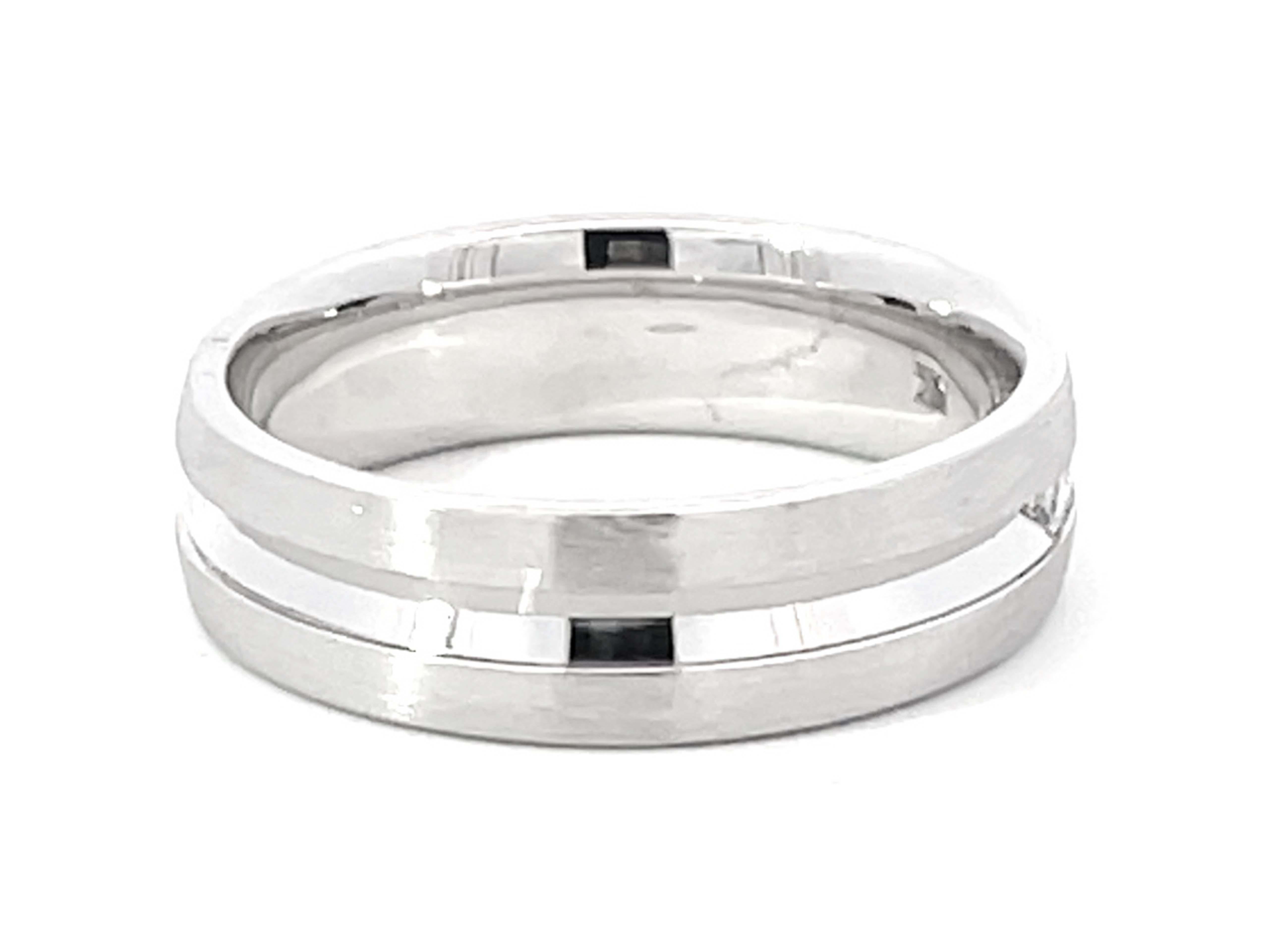 Women's or Men's Mens Diamond Wedding Band Ring 18k White Gold For Sale