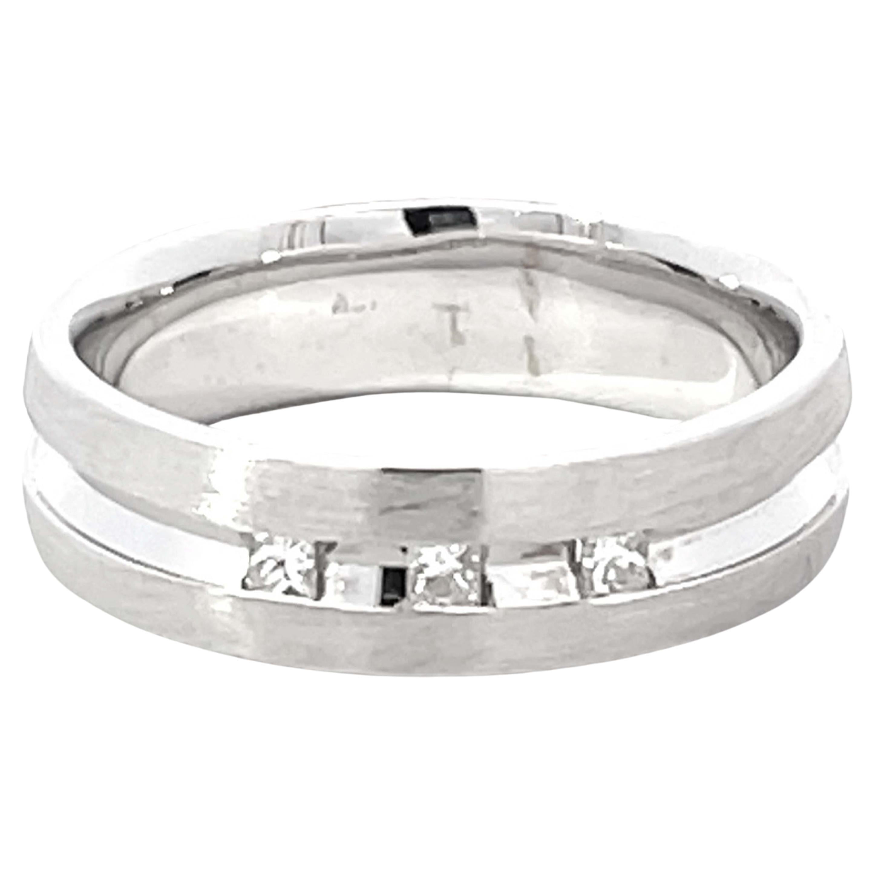 Herren Diamant Ehering Ring 18k Weißgold