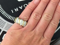 Mens Diamond Wedding Band Ring 18K Yellow and White Gold