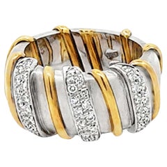 Herren-Diamant-Ehering 18K Gelb- und Weißgold