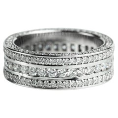 Alliance homme diamant en or blanc 18k, Iced Out Chunky wedding ring
