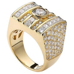 Vintage Men's Diamond Yellow Gold Ring