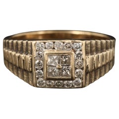 Men's Diamonds Engagement Ring, 18K Gold Bridal Diamond Wedding Band for Him