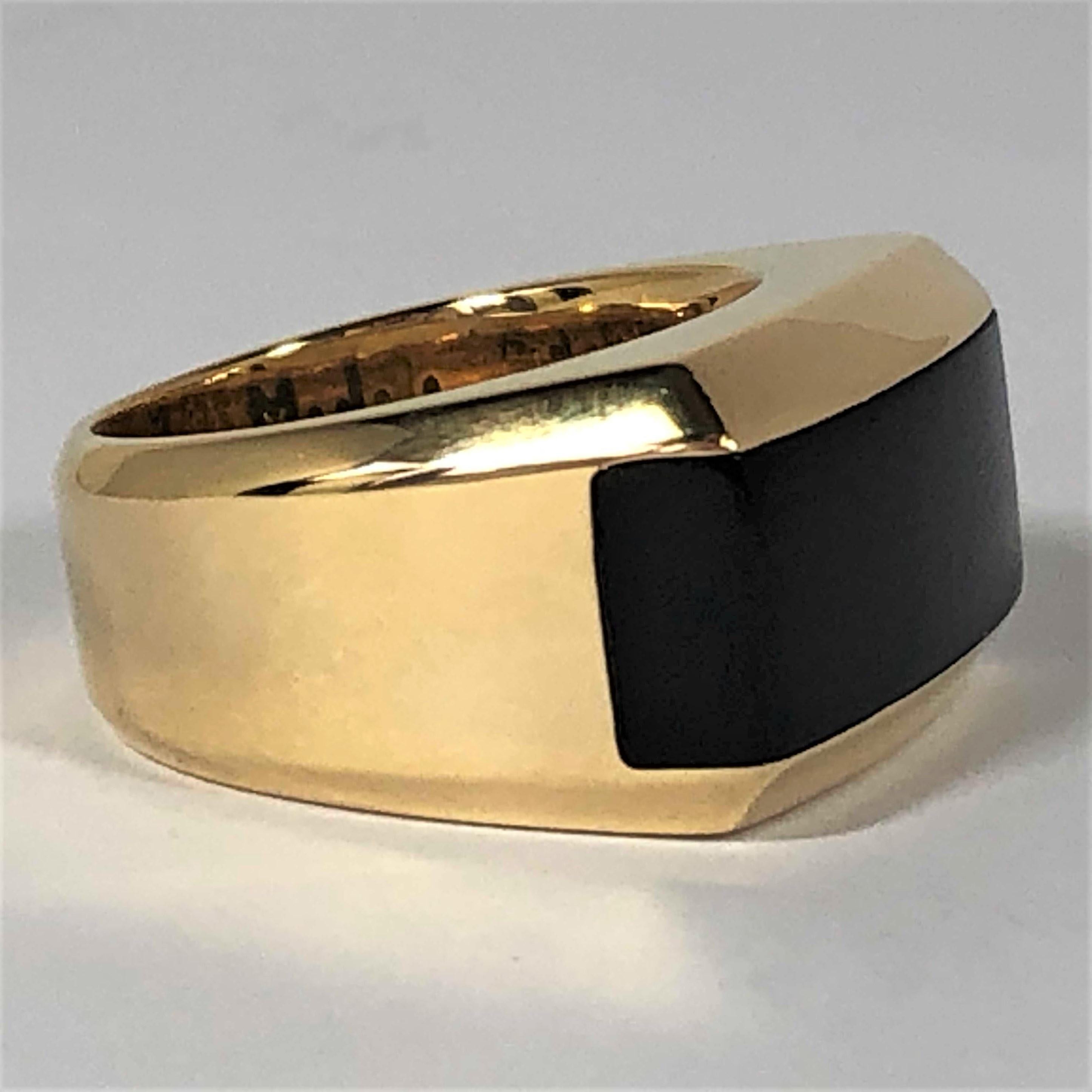 Men's DiModolo Heavy Weight Onyx and Gold Ring 1