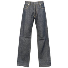 Men's DIOR HOMME 32 Indigo Yellow Contrast Stitch Straight Leg Selvedge Denim Je