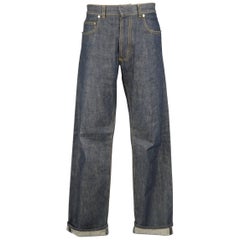 Men's DIOR HOMME 32 Indigo Yellow Contrast Stitch Straight Leg Selvedge Denim Je