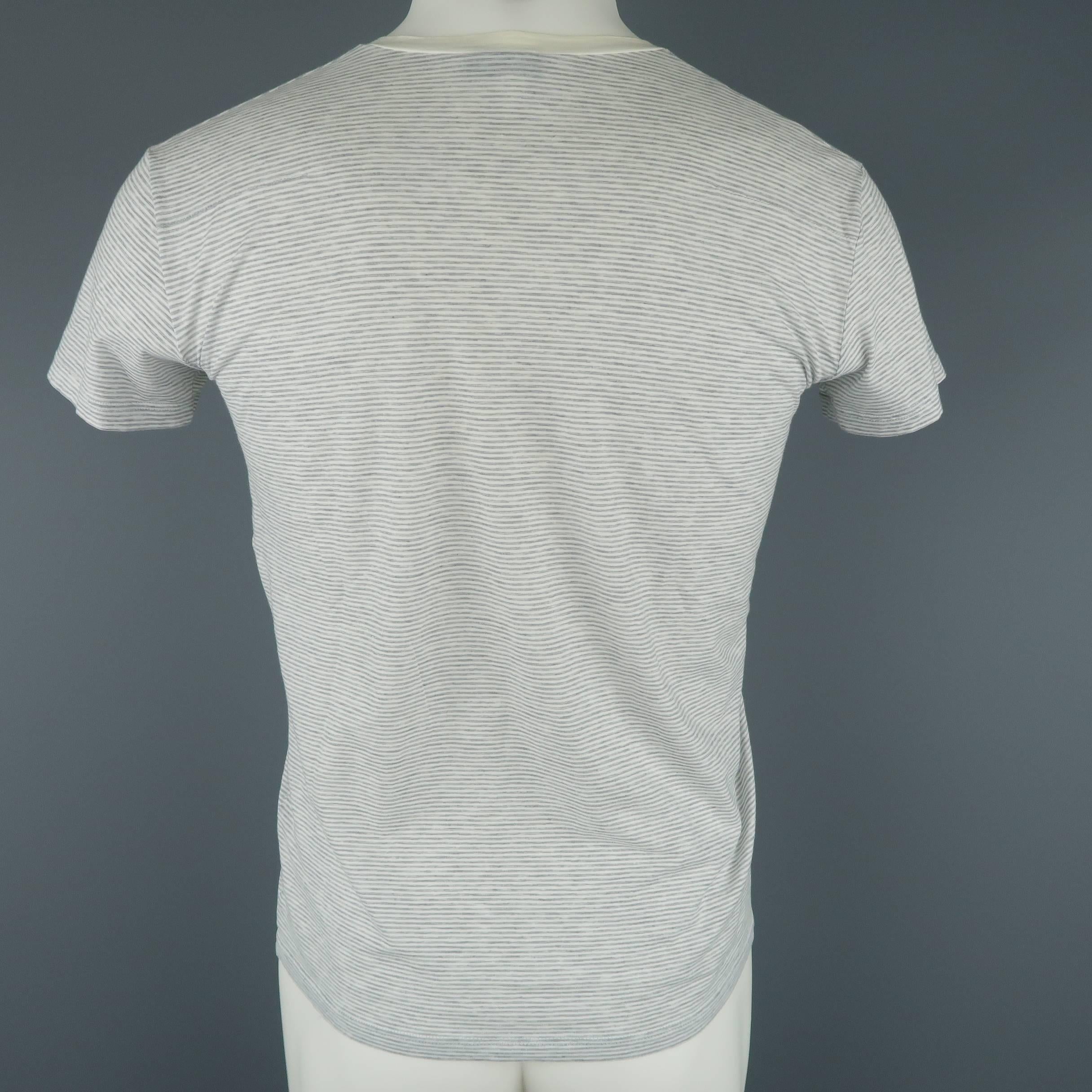 Women's Dior Homme Light Grey Burnout Cotton V Neck Fly Embroidered T-shirt