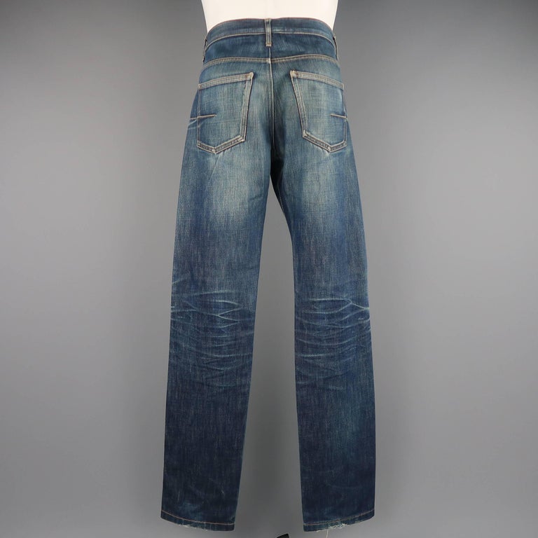 Men's DIOR HOMME Size 32 Indigo Dirty Washed Distressed