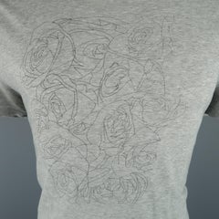 Men's DIOR HOMME Size L Heather Grey Rose Sketch Cotton T-shirt