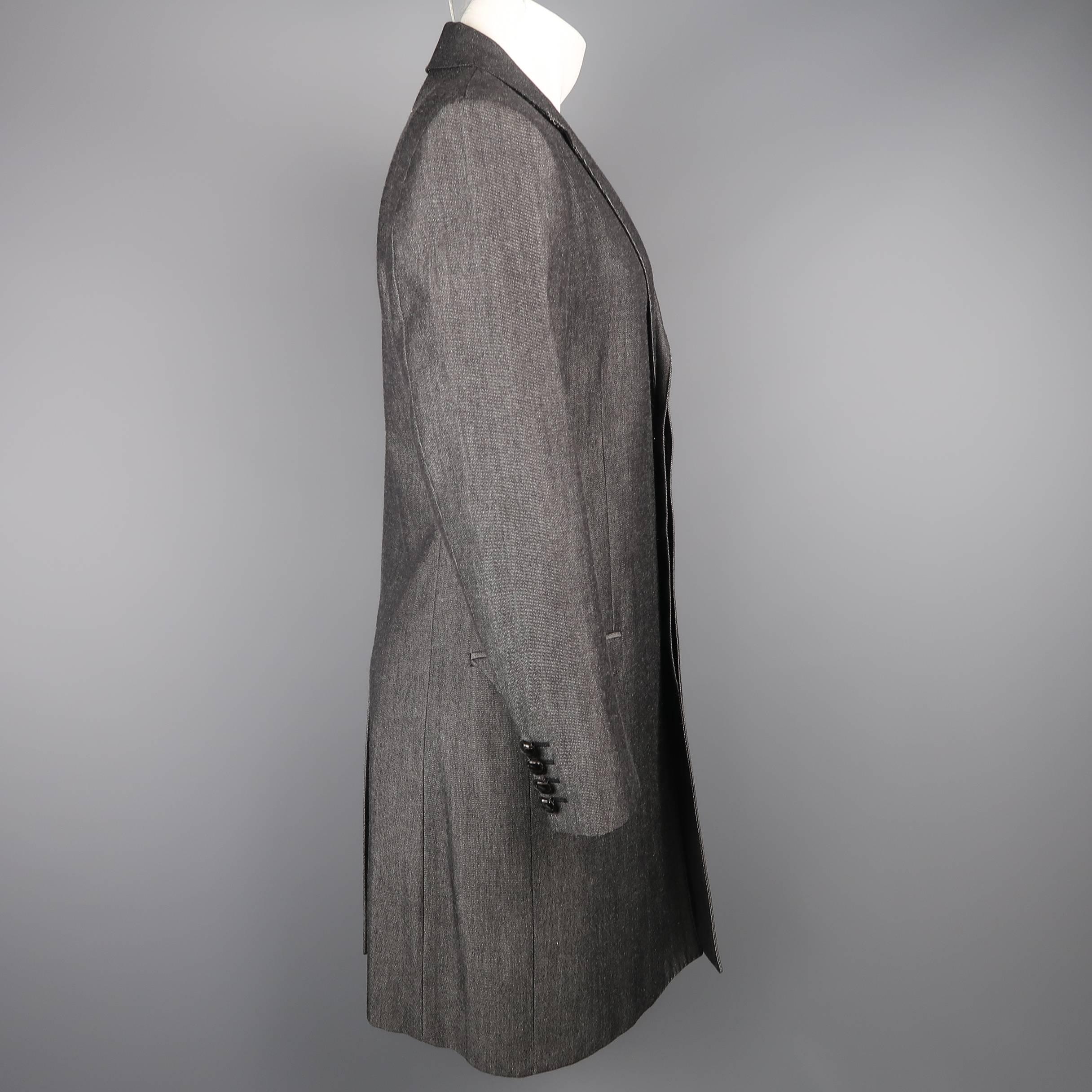 Men's DOLCE & GABBANA 40 Dark Gray Solid Wool / Cotton Denim Hidden Placket Coat 2