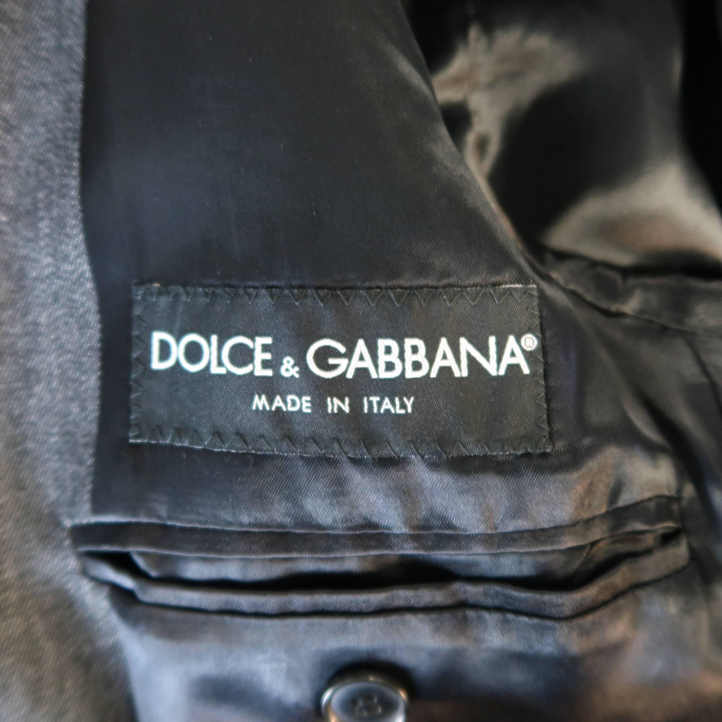 Men's DOLCE & GABBANA 40 Dark Gray Solid Wool / Cotton Denim Hidden Placket Coat 5