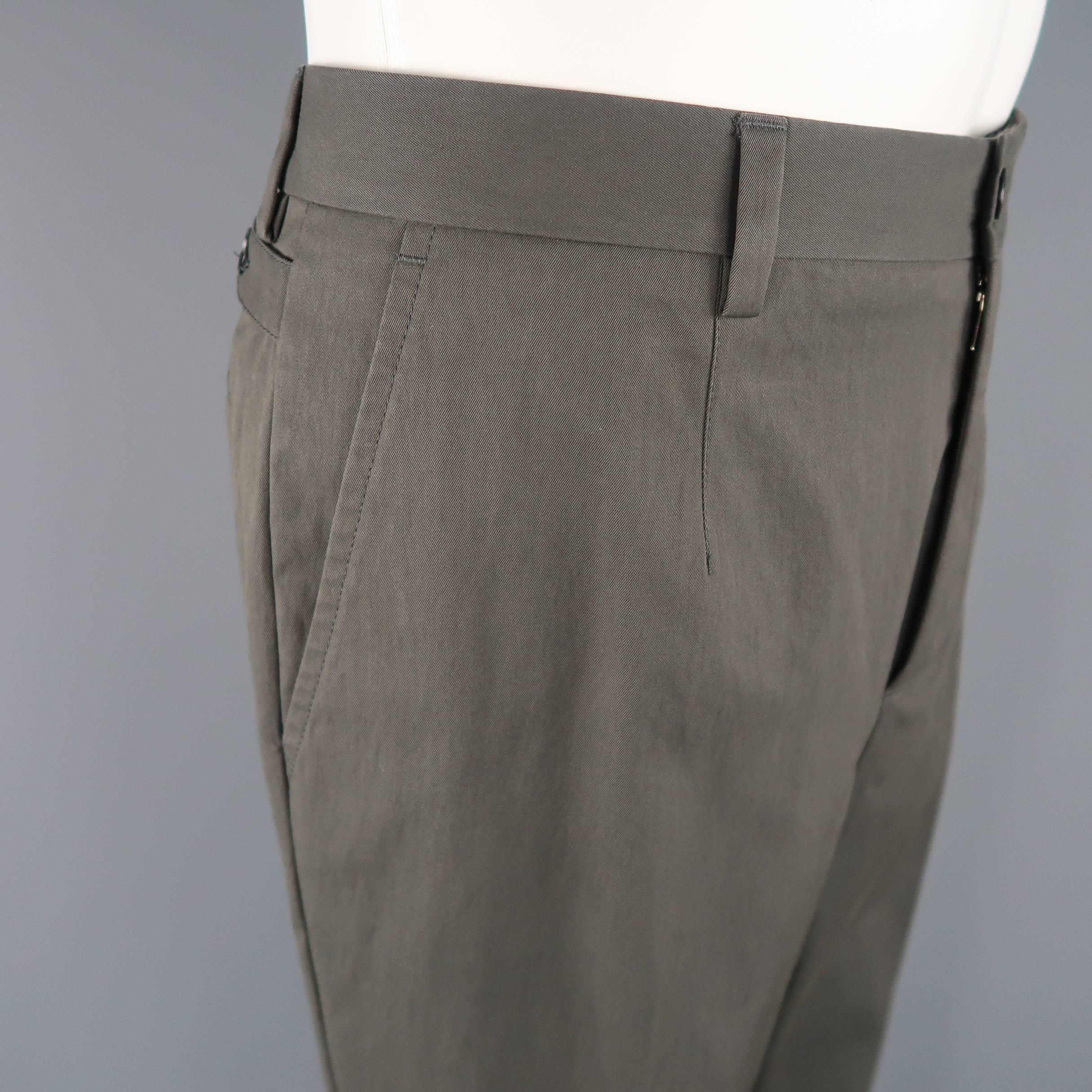 Men's DOLCE & GABBANA Size 32 Dark Gray Stretch Cotton Twill Tapered Cuffed Pant 1