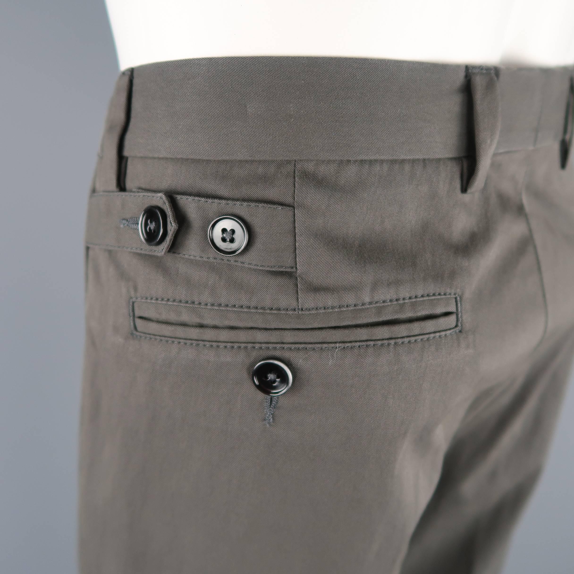 Men's DOLCE & GABBANA Size 32 Dark Gray Stretch Cotton Twill Tapered Cuffed Pant 2