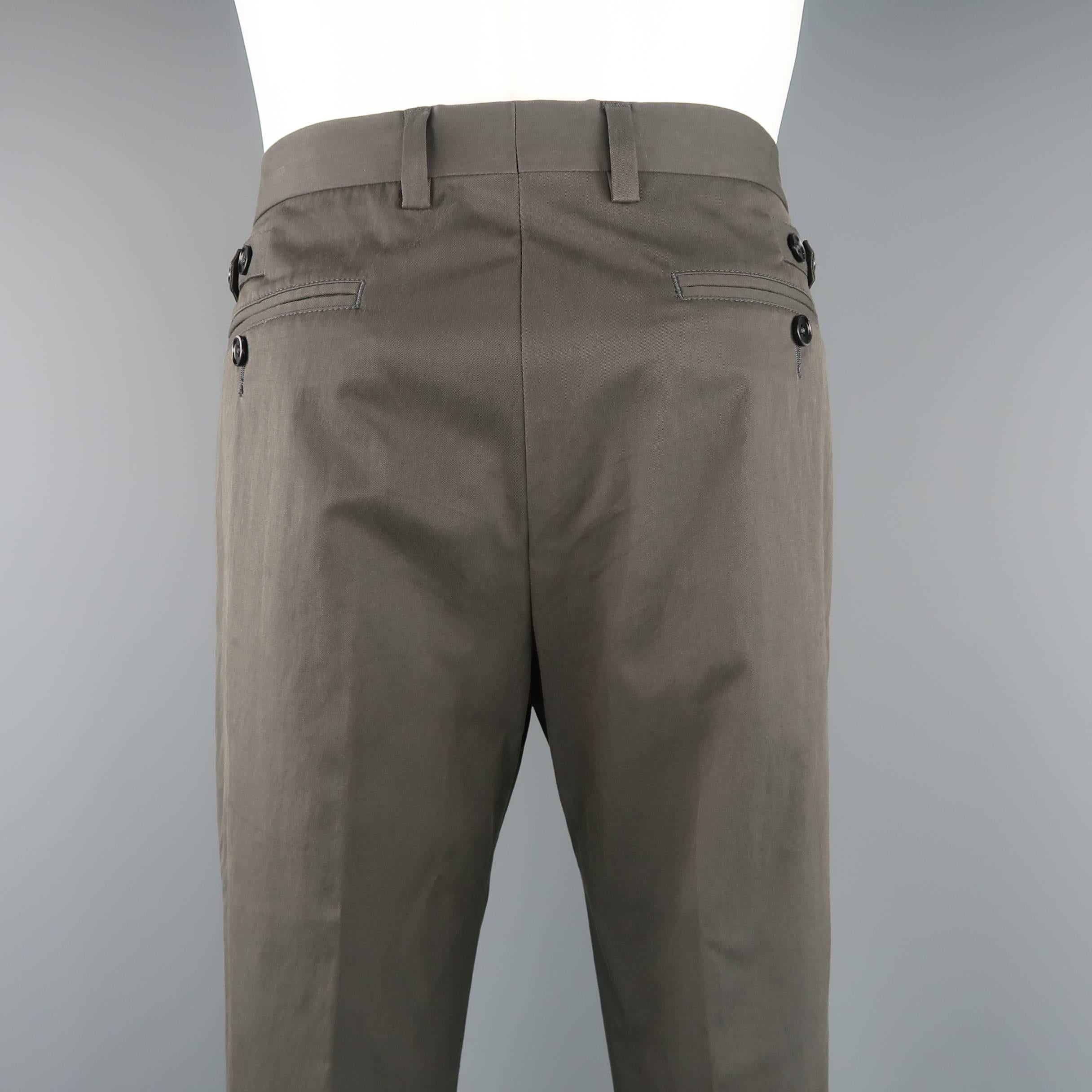 Men's DOLCE & GABBANA Size 32 Dark Gray Stretch Cotton Twill Tapered Cuffed Pant 4