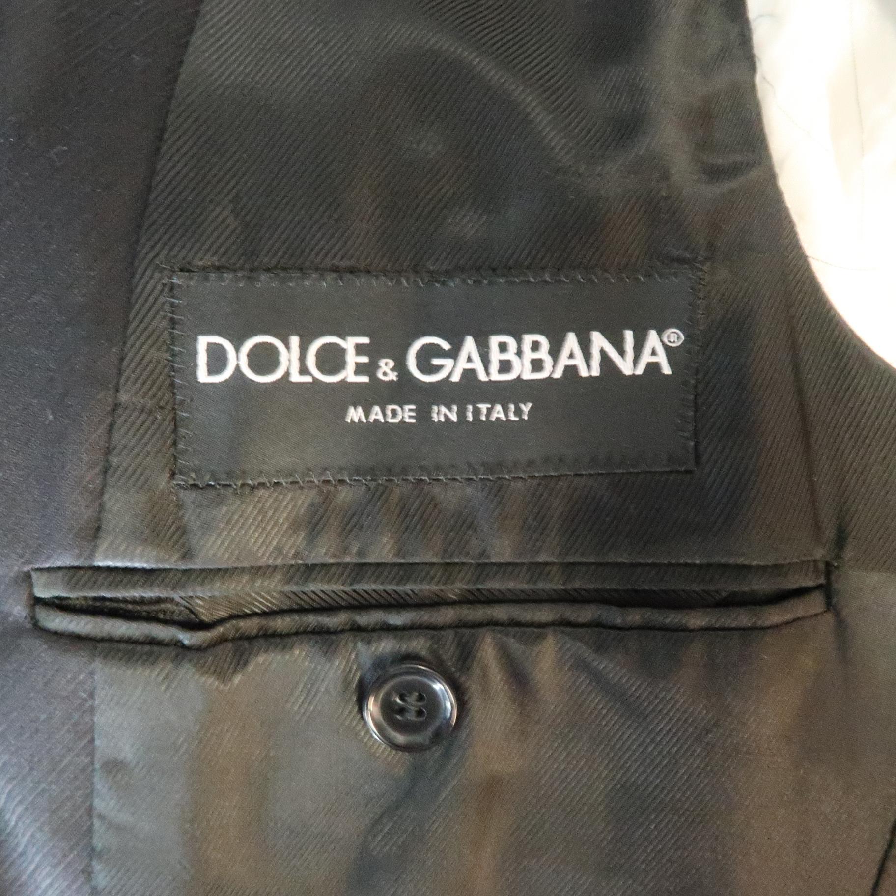 Men's DOLCE & GABBANA 38 Short Black Diagonal Stripe Wool Notch Lapel Sport Coat 1
