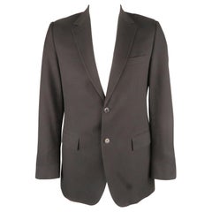 Men's DOLCE & GABBANA 42 Long Navy Textured Cotton Blend Notch Lapel Sport Coat