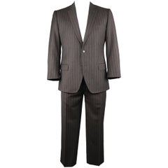 Men
s DOLCE 
GABBANA 42 Regular Charcoal Pinstripe Wool Notch Lapel Suit