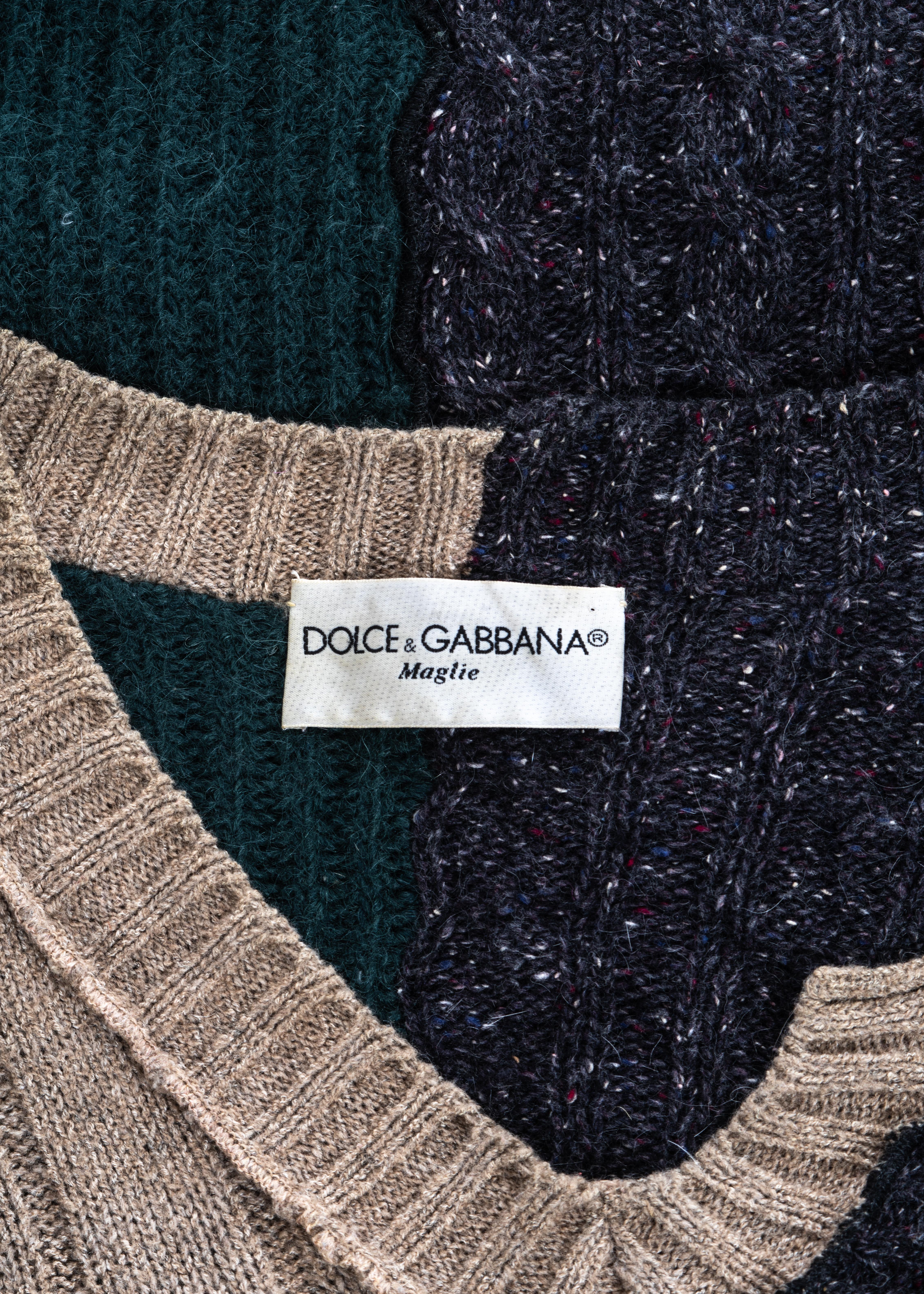 Men's Dolce & Gabbana multicoloured wool deconstructed sweater, fw 1995 2