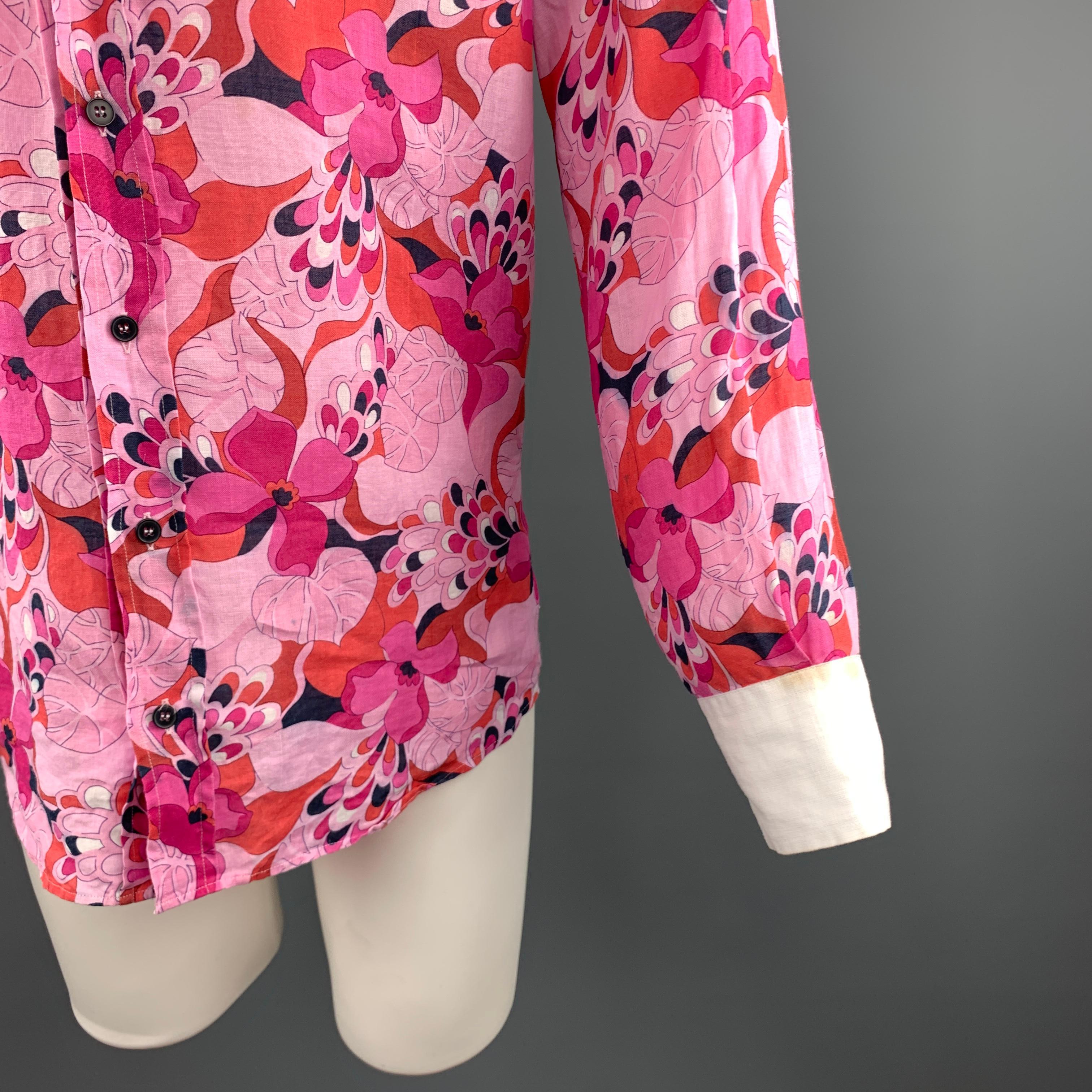 pink floral long sleeve shirt