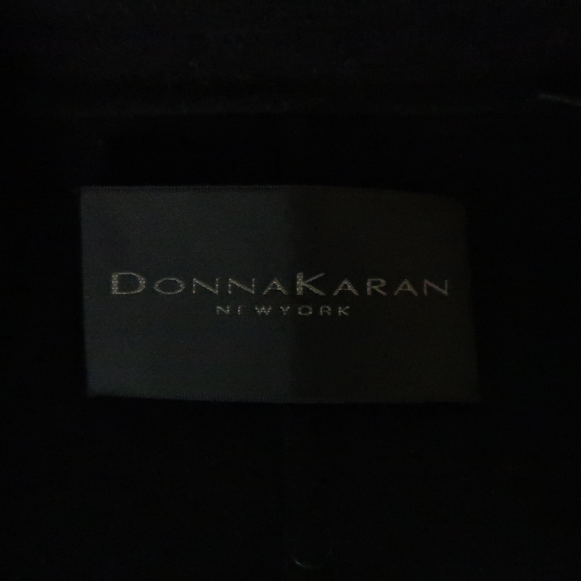 Men's DONNA KARAN M Black Solid Wool / Nylon Hidden Placket Car Coat 3